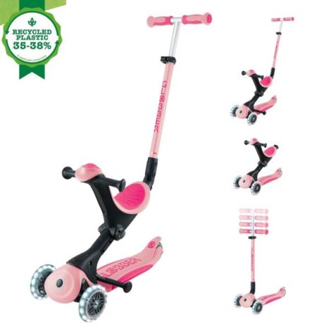 Trotineta globber go-up 4 in 1 deluxe lights, ecologic, roz pal - imagine 10